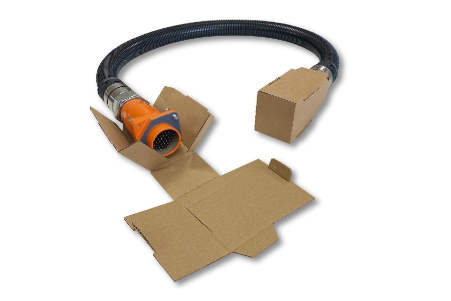 A cable protected by a box