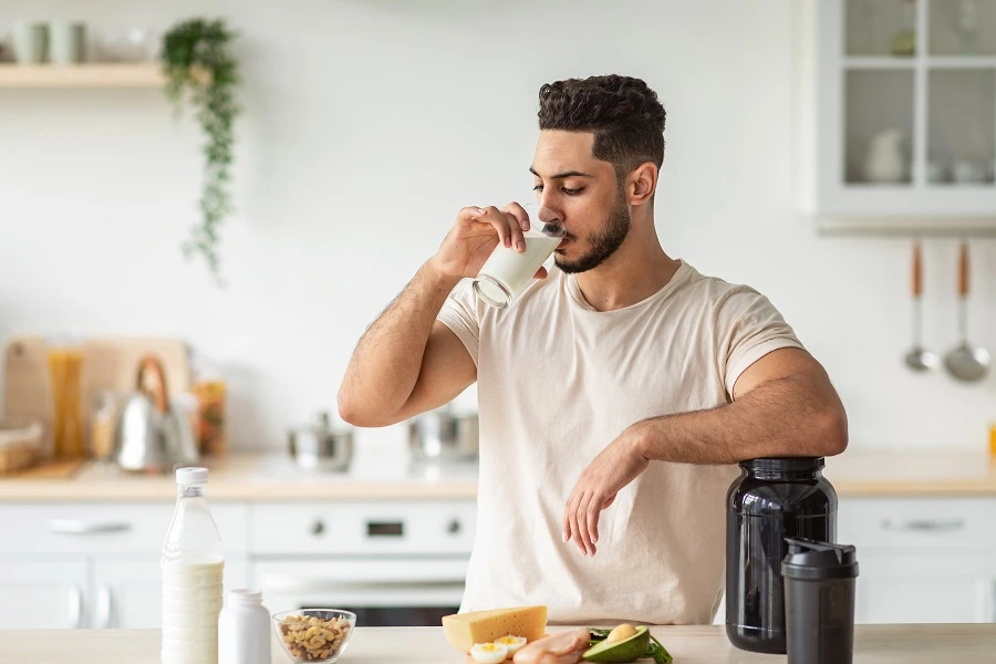 Man drinking protein shake