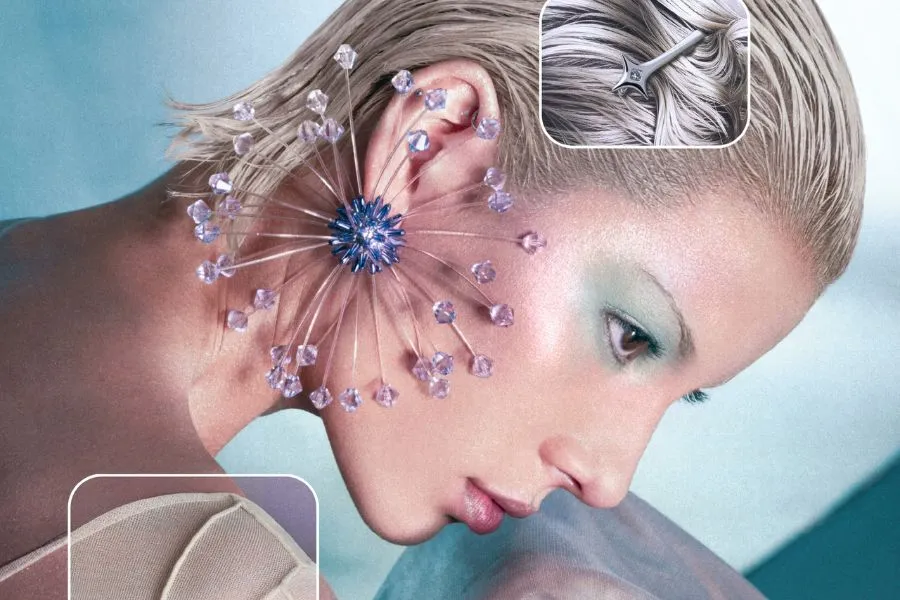 Woman with icy makeup and hair styling Woman with icy makeup and hair styling