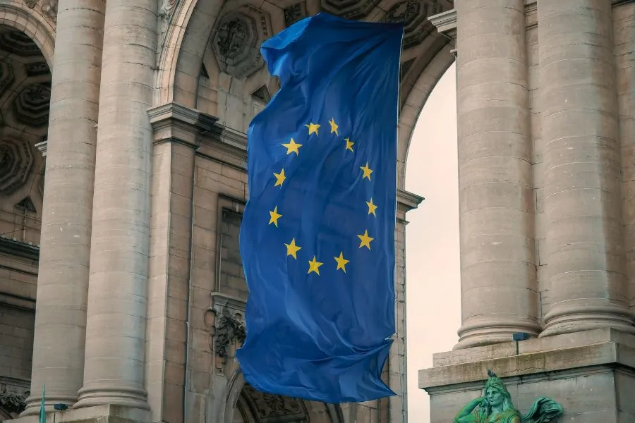 EU flag waving in the wind EU flag waving in the wind