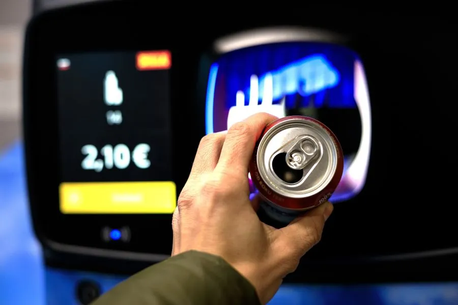 Image hand putting can in return machine