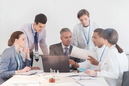 Image Meeting with scientists and business people