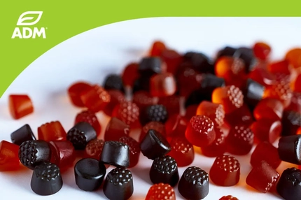 Image Banner with colorful gummies and ADM logo