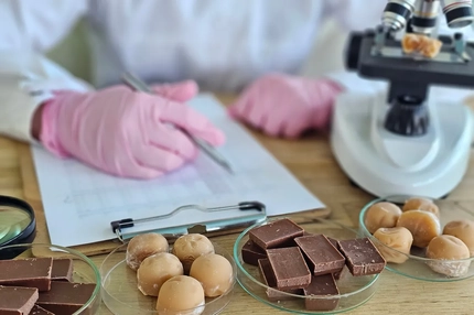 Food being formulated in a lab with emulsifiers.