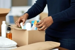 Unboxing personal care products.