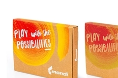 Mondi packaging boxes featuring white slogan Mondi packaging boxes featuring white slogan