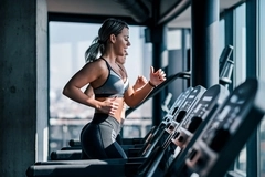 Woman running on a treadmill