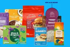 selection of Aldi packaging with own brand labels