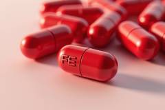 Red iron supplement capsules