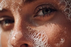 woman washing face