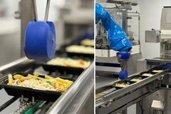A close-up of packaging robot