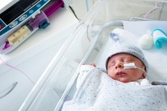 Premature baby feeding with a tube