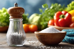 Salt on a kitchen worktop.