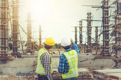 Workers at construction site. Workers at construction site.