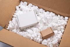 A box with white foamy packaging material