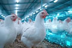 Layer hens in high-tech farm.