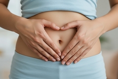 Woman holding her stomach