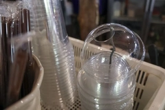 Close-up of plastic cups and straws Close-up of plastic cups and straws