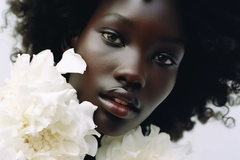 woman with white flowers in her hair