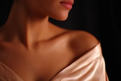 A woman's decolletage.