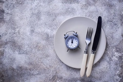 Image intermittent fasting clock on plate for time restricted eating
