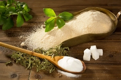 Image Stevia-derived sweetener on spoon.