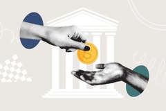 Image A drawing of a hand giving money to another.