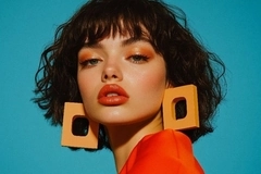 Image Woman in bright makeup and a bob