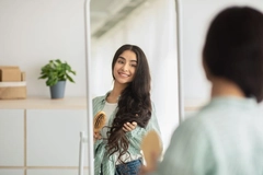 Image Woman brushing healthy hair
