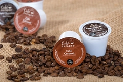 Keurig Green Mountain Coffee single-serve K-Cups and coffee beans.
