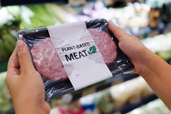 Image plant based meat patties in package