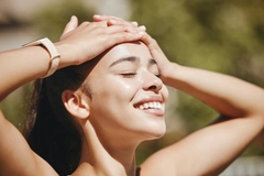 Image Woman with healthy skin in sunshine