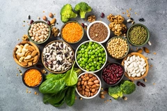 Image A range of plant-based food and alternative proteins.