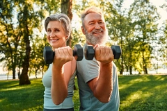 Image Elderly woman weight lifting