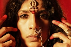Image Indian woman with traditional jewelry and hand paint