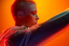 futuristic person with short hair