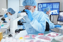 Image Scientists testing food in a lab.
