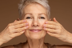 Image woman puts cream on face