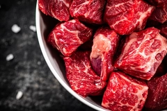Raw beef chunks Raw beef chunks