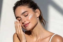 Image Woman applying skin cream to her face