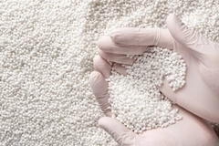 Image A person holding white granules